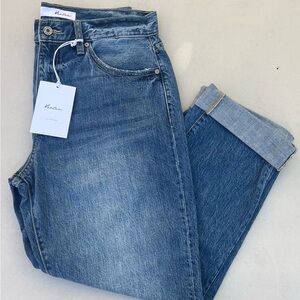KanCan Blue Boyfriend Jeans with Cuffed Hem